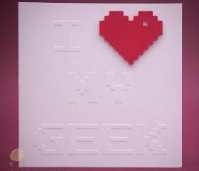 Valentine's Day Geeky Card - I Heart My Geek Greeting Card