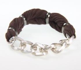 Womens Friendship Bracelet Bangle Braided Fabric Cuff Hipster Jewelry Tribal Wrap Infinity Boho Cotton Bangles Bracelets French Roast Brown
