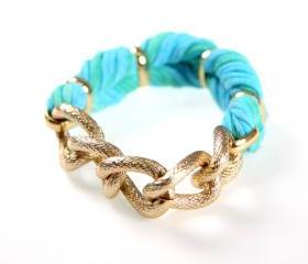Braided Fabric Womens Bracelet Bangle Cuff Jewelry Friendship Knot Tribal Wrap Infinity Boho Stack Stacking Bangles Bracelets Baby Blue