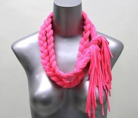 pink scarf bohemian necklace summer neon tribal jewelry Spring Scarf Summer Fashion