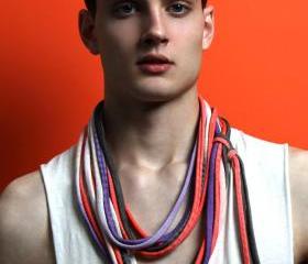 Red Purple Circle Scarf - Infinity Scarf - Spring Fashion - Thick Strand Fabric Necklace - Mens Womens Summer Fashion