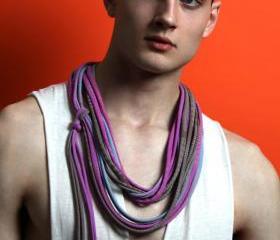 Purple Brown Circle Scarf - Infinity Scarf - Spring Fashion - Thick Strand Fabric Necklace - Mens Womens Spring Fashion Spring Scarf
