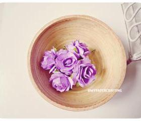 10 Millinery Heartshape Big flowers Buds paper flower purple / pack 