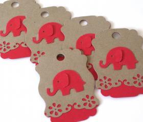 Kraft Red Elephant Tags