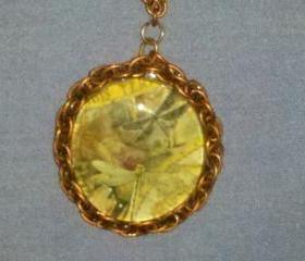 ***SOLD****Dragonfly Copper Accented Pendant