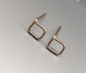  Tiny Square Silver Studs Earrings, Tiny Square Post, Stud Earrings, Gold Square Earrngs