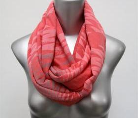 Coral Infinity Scarf Loop Scarf Head Neck Wrap - Circle Scarf Scarves - Spring - Womens Mens Necklace Fabric Jewelry - Tribal Unique