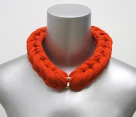 Blood Orange Necklace Braided Jewelry Knotted Choker Tribal Jewelry African Braid Collar Spring Fashion Jewelry