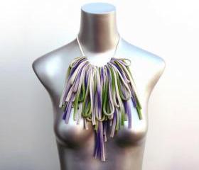 Bib Necklace Fashion Jewelry Necklaces Womens Fabric Jewellery Tribal African Neckpiece Bibs Fiber Unique Necklush Eggplant Green Purple