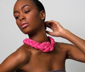 Collar Necklace Choker Braided knotted Chokers Bright Neon Pink Flambe African Neckpiece Tribal Jewelry Spring Fashion Jewelry