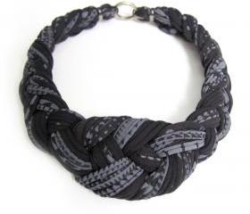 Tribal Collar Necklace Braided Jewelry Knotted Choker Fabric African Braid Knotted Black White Jewellery Spring Fashion Jewelry