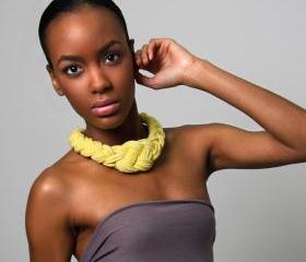 Collar Necklace Neon Fabric Jewelry Choker Braided Tribal African Yellow Neckpiece Braid Knotted Spring Fashion Jewelry
