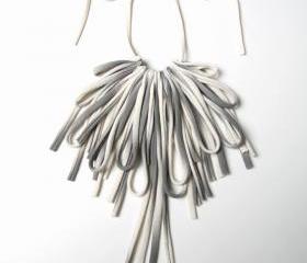 Bib Necklace Spring Fashion Womens Fabric Jewelry Jewellery Tribal African Neckpiece Bibs Fiber Unique Ethnic Cotton Necklaces Organic Grey