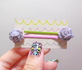  Clay Flower Bobby Hair Pin in a Pair ( Light Purple)