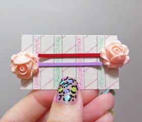 Clay Flower Bobby Hair Pin in a Pair ( Coral Pink )