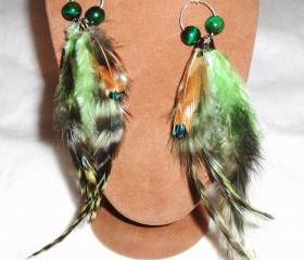 Tigers Eye and Feather Sterling Silver Earrings handmade jewelry gift idea