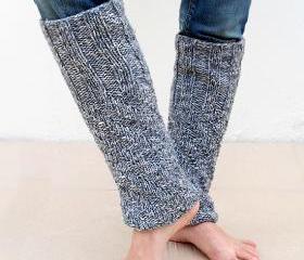 2 in 1 Leg Warmers and Boot Cuff, Grey Leg Warmers, Gray Leg Warmers, Knit Boot Cuff, Knit Boot Toppers.