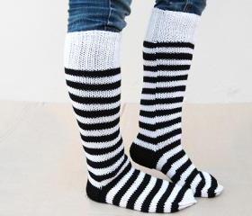 Black And White, Knit Socks, Boot Cuff, Knit Socks for Boots