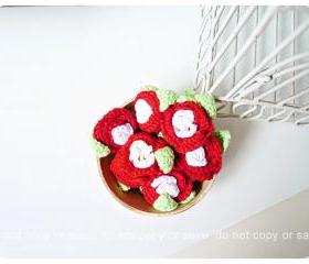 2 Flower crochet applique with leaves / pack 