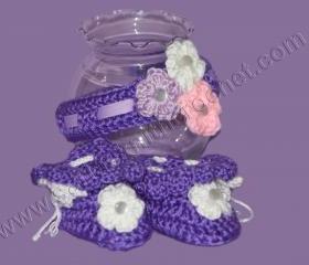 Newborn Booties Purple Booties With Matching Purple Headband