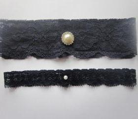 Bridal Garter Set - Navy Blue Garter Set -The Original Simply Chic Garter