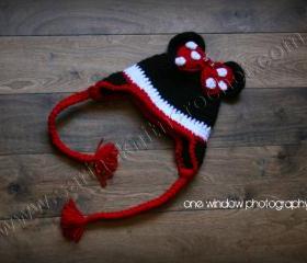 Red Hat Girls Red Hat- Minnie Mouse For Little Girls- Bow Hat