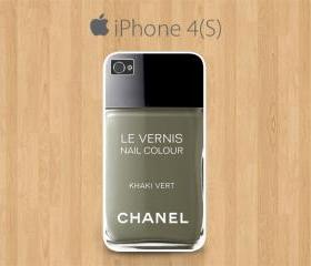 iPhone 4 Case, iPhone 4S Case White, Nail Polish Chanel, Le Vernis Khaki Vert Chanel
