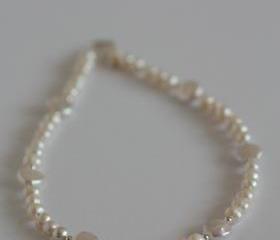 Ivory freshwater pearl, coin pearl and sterling silver necklace