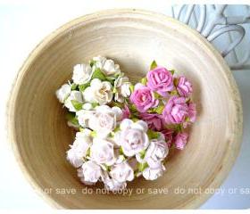 Mulberry mini Rose Buds paper flower mixed color / pack 