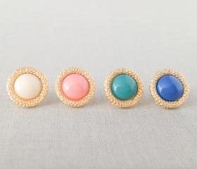 Vintage style Gold Framed Post Earrings(Choose one color)
