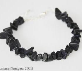 Blue Goldstone chip bracelet