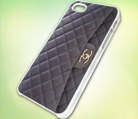 chanel handbag design for iPhone 5 White Plastic Case - leave message for Black Case / iPhone 4 or iPhone 4S Case