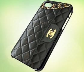 chanel handbag design for iPhone 5 Black Plastic Case - leave message for White Case / iPhone 4 or iPhone 4S Case