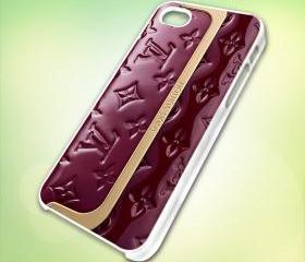 Louis Vuitton Handbag Purple design for iPhone 5 White Plastic Case - leave message for Black Case / iPhone 4 or iPhone 4S Case