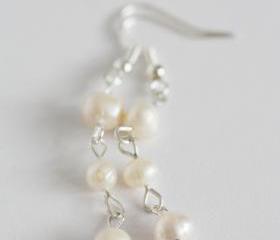 Ivory freshwater pearl drop earrings
