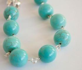 Turquoise chunky necklace, December birthstone necklace