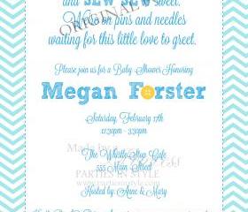 Baby Shower Invitation - Cute as a Button in Blue & Yellow - Printable DIY