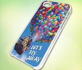 HP029 pixar up lets flay away design for iPhone 5 White Plastic Case - leave message for Black Case / iPhone 4 or iPhone 4S Case