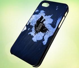 HP036 game of thrones winter is coming logo and map design for iPhone 5 Black Plastic Case - leave message for White Case / iPhone 4 or iPhone 4S Case