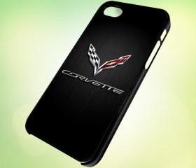 HP038 c7 corvette logo design for iPhone 5 Black Plastic Case - leave message for White Case / iPhone 4 or iPhone 4S Case