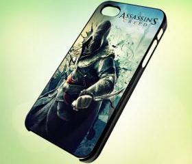 HP041 assassin's creed design for iPhone 5 Black Plastic Case - leave message for White Case / iPhone 4 or iPhone 4S Case