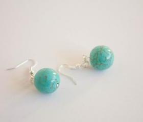 Turquoise Chunky Earrings, December birthstone earrings