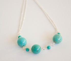 Turquoise and chain necklace, December birthstone necklace