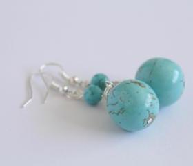 Turquoise drop earrings, December birthstone necklace