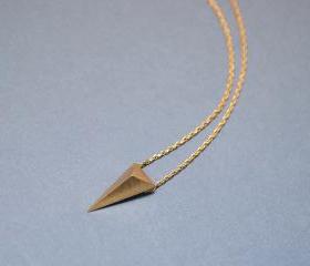 3D long triangle necklace in gold