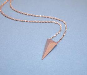 3D long triangle necklace in pink gold