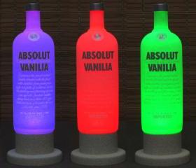 Absolut Vanilla Vodka Color Changing LED Remote Controlled Eco Friendly rgb LED Bottle Lamp/Bar Light / Intense Sparkle-Bodacious Bottles-