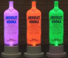 Absolut Vodka Color Changing LED Remote Controlled Eco Friendly rgb LED Bottle Lamp/Bar Light / Intense Sparkle-Bodacious Bottles-
