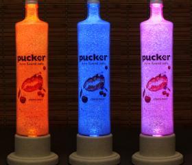 Pucker Cherry Tease Vodka Color Changing LED Remote Controlled Eco Friendly rgb LED Bottle Lamp/Bar Light / Intense Sparkle-Bodacious Bottles-