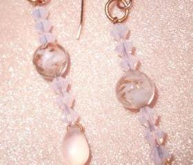 Pink Hand Blown Glass Earrings